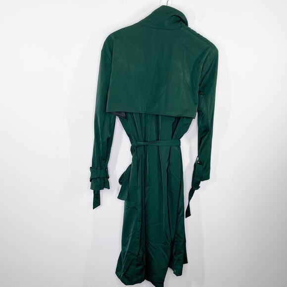 Studio Fun Green Button Front Long Sleeve Belted Coat Women's Size Small S - Picture 2 of 12